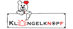 Das ist ein Logo mit Manfred, dem Maskottchen der Stiftung Klingelknopf